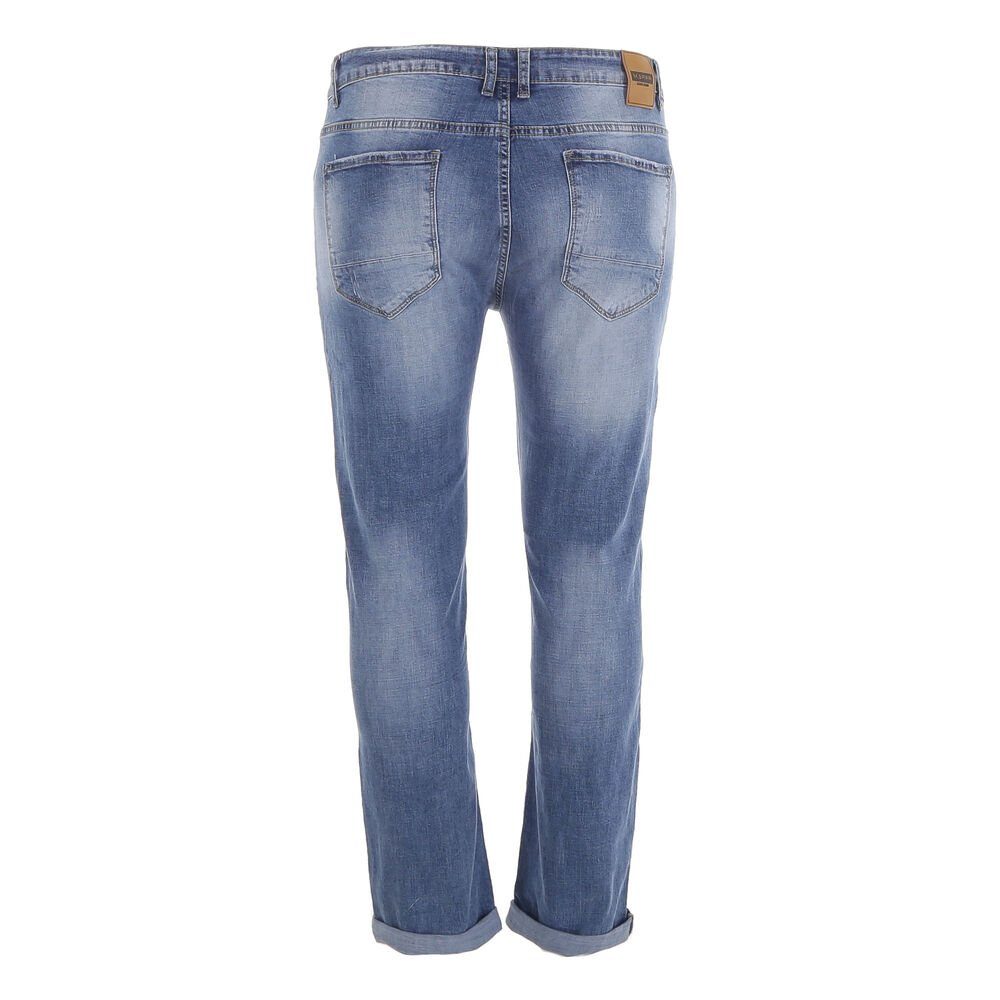 Herren Jeans Ital-Design Stretch-Jeans Herren Freizeit Used-Look Stretch Jeans in Blau