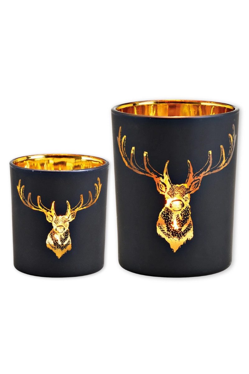 G. Wurm Windlicht Windlicht - HIRSCHKOPF - schwarz/gold günstig online kaufen