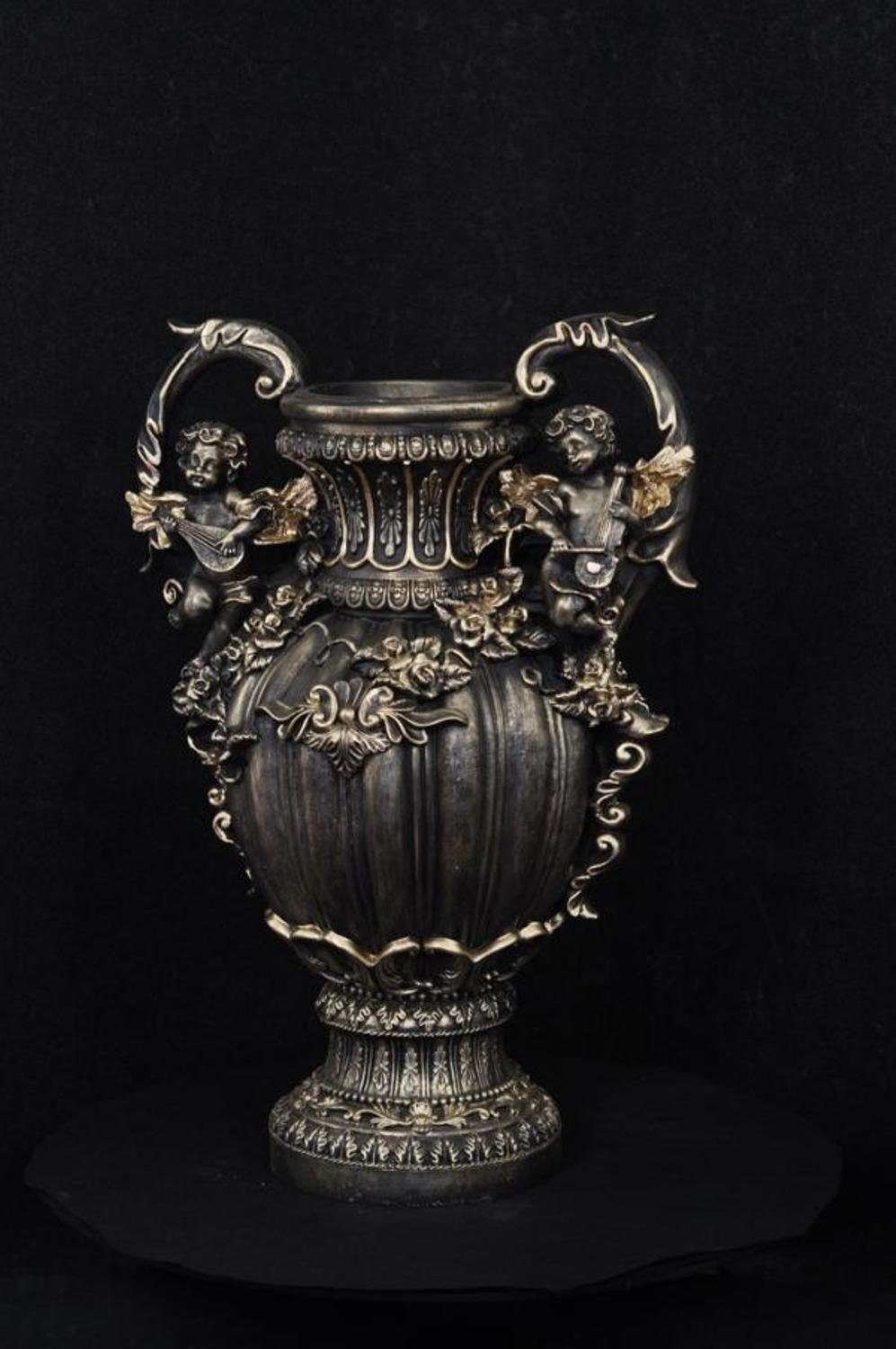 JVmoebel Skulptur Design Blumen Topf XXL Vase Vasen Handarbeit Deko Kelch Pokal 70cm Schwarz