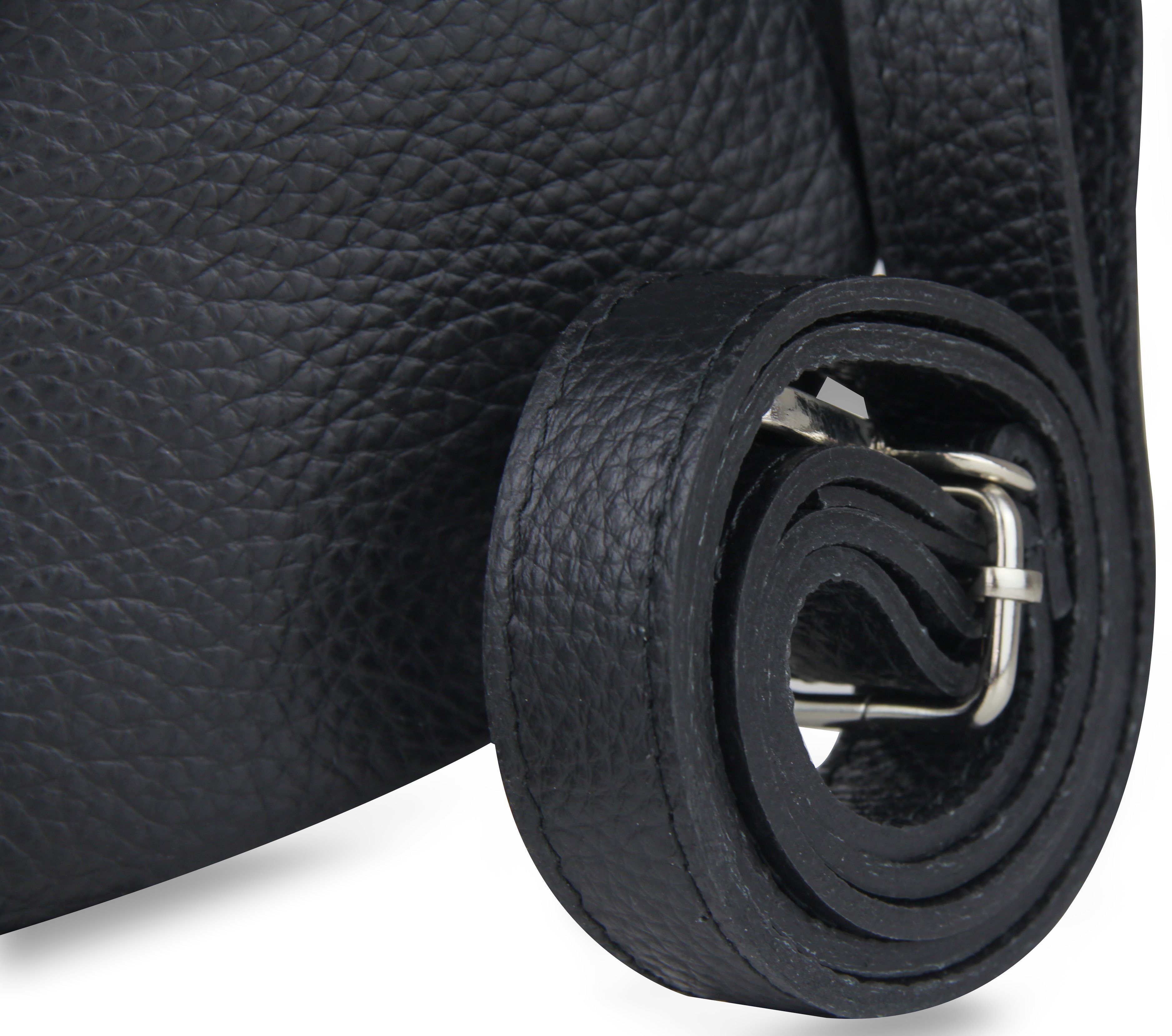 Frentree Umhängetasche Damen aus Echtleder, Made in Italy, Crossbody Schulter/Bauchtasche, mit silbernem Reißverschluss, verstellbarer Schulterriemen, Größe Maxi