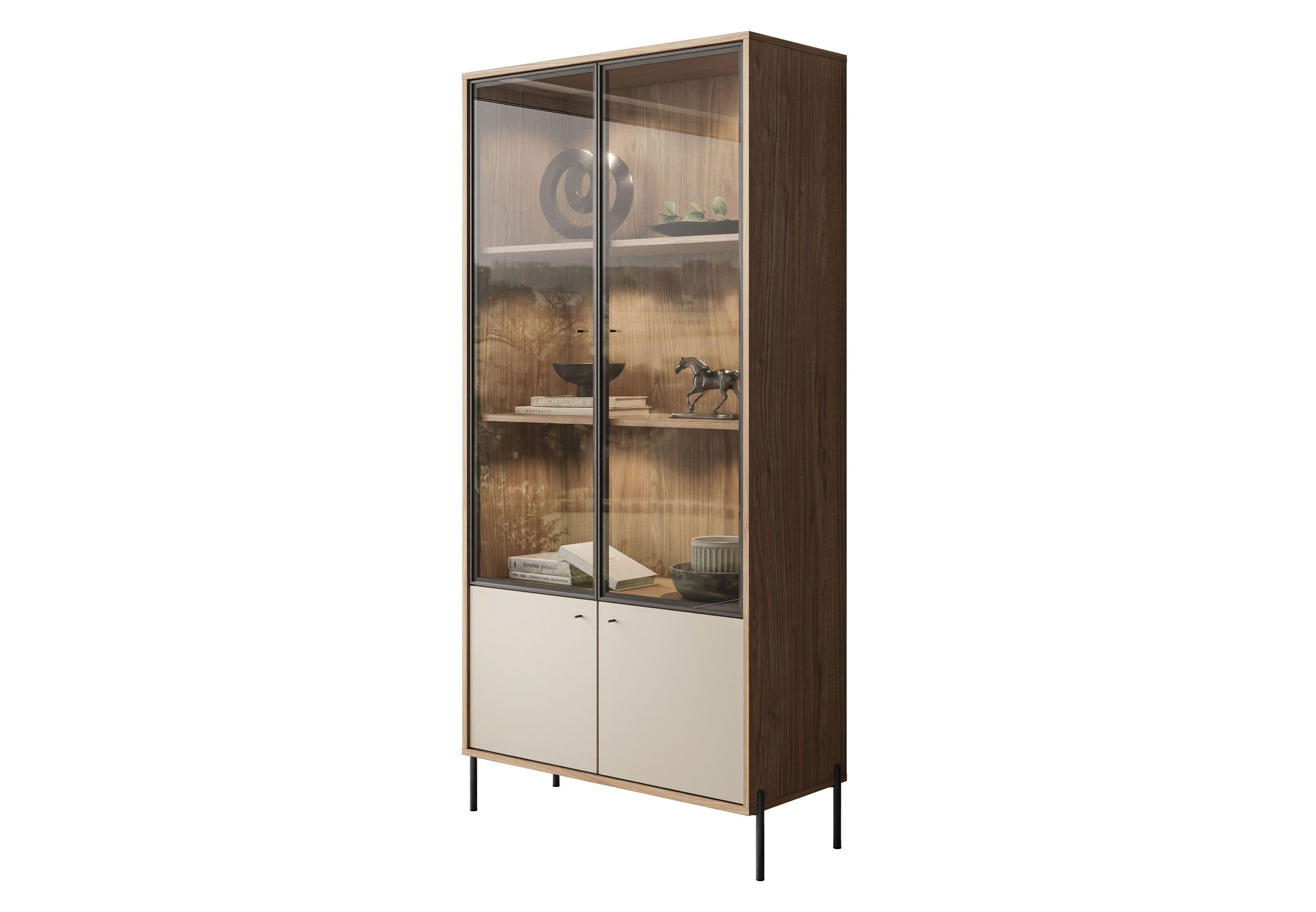 Lookway Standvitrine ISA Vitrine mit zwei Türen und LED-Beleuchtung Breite: 90 cm