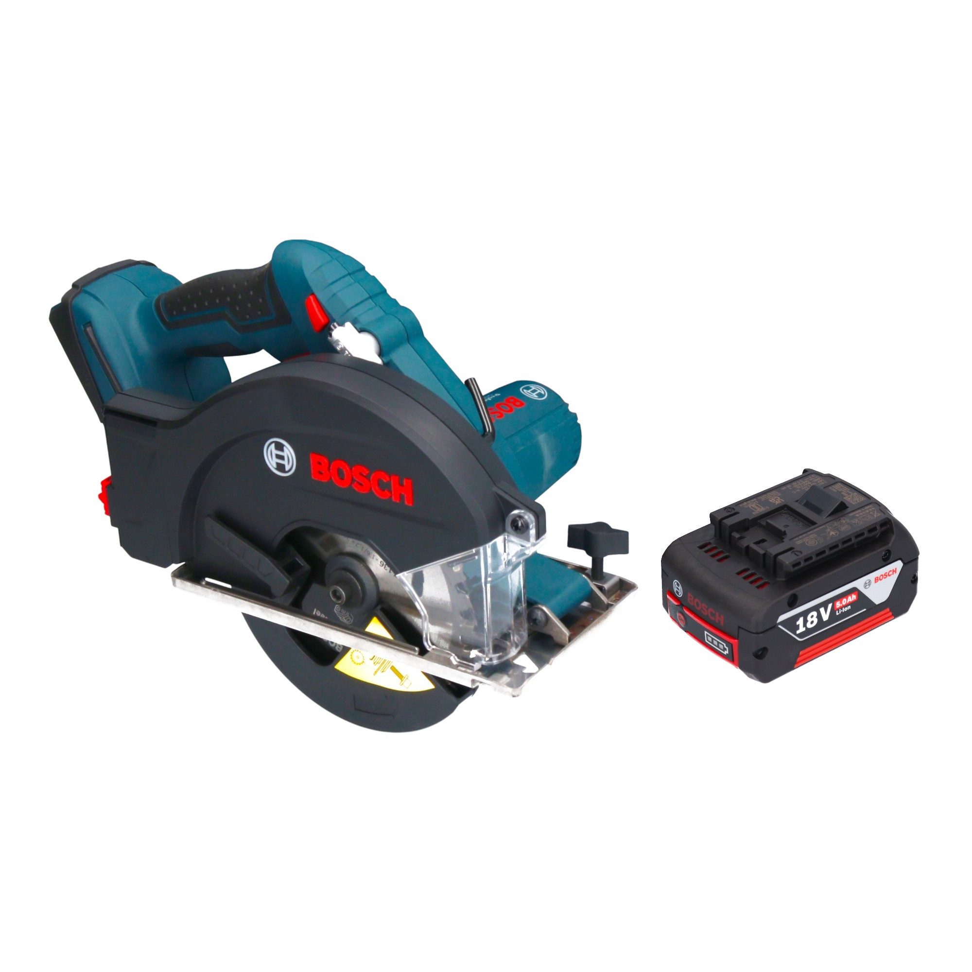 Bosch Professional Kompakt-Handkreissäge GKM 18V-50 Professional 18 V 136 mm + 1x Akku 5,0 Ah - ohne Ladegerät