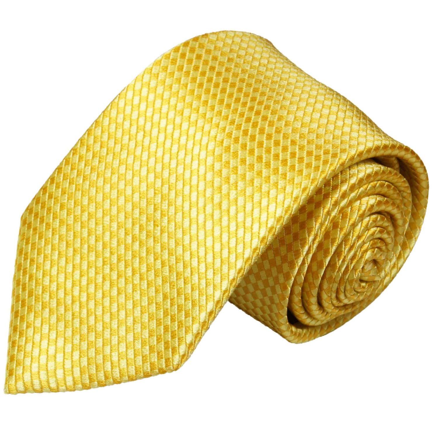 Paul Malone Krawatte Designer 506 100% Seide (6cm), Seidenkrawatte Schmal gelb Herren modern einfarbig uni Schlips