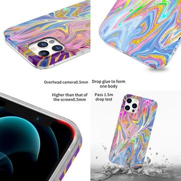 Wigento Handyhülle Für Apple iPhone 12 Pro Max Shockproof TPU Watercolor Splash Schutz Tasche Hülle Cover Etui Motiv 1