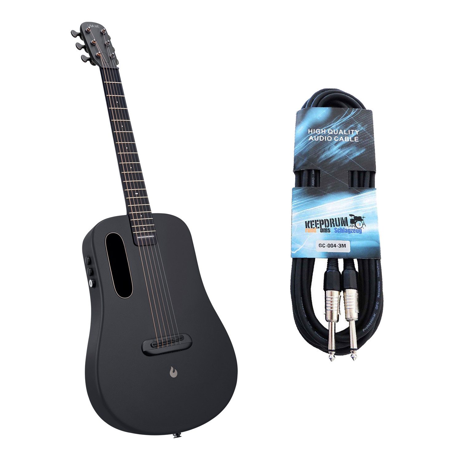 Westerngitarre Lava Music Gitarre Me Air 36 Zoll Space Black mit Kabel