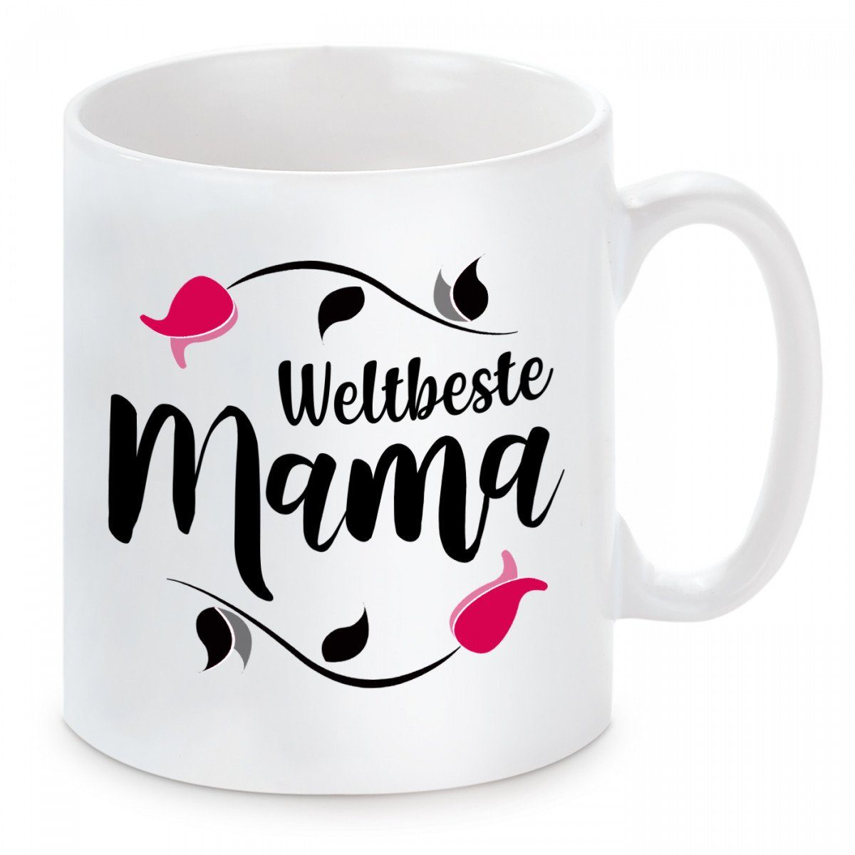 Herzbotschaft Tasse Kaffeebecher mit Motiv Weltbeste Mama, Keramik, Kaffeetasse spülmaschinenfest und mikrowellengeeignet | Teetassen