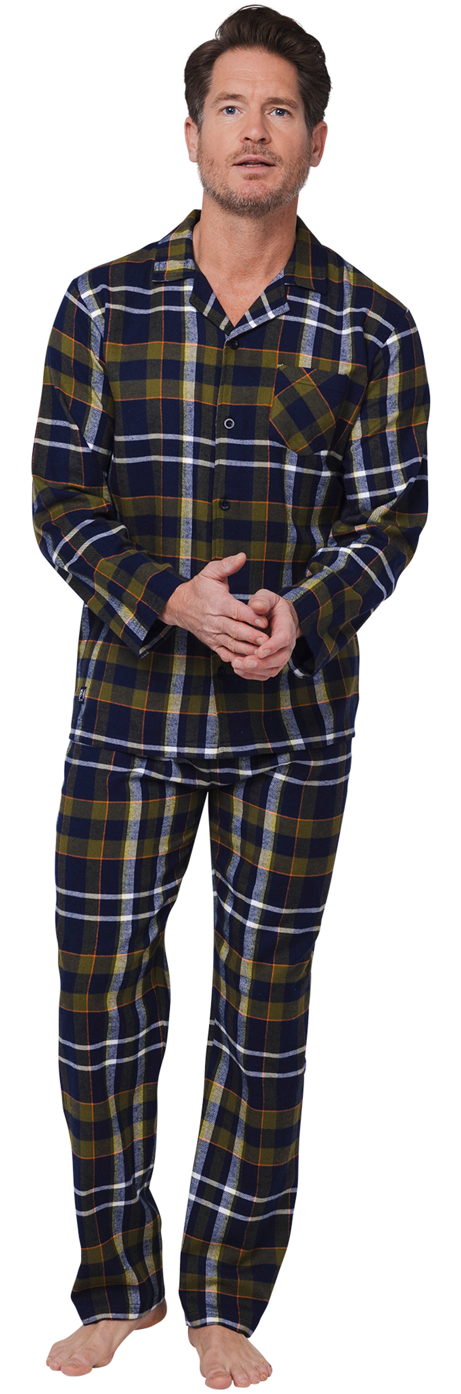 Pastunette Schlafanzug Herren Flanell Pyjama (2 tlg) Baumwolle günstig online kaufen