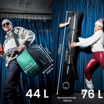 Otaro Skitasche Set: Skischuhtasche mit Helmfach & Skitasche, Classic-Set 1 Paar Ski (Schutz für deine Ausrüstung, Perfekt durchdacht, ausklappbare Standfläche, für 1 Paar Ski + Stöcke)