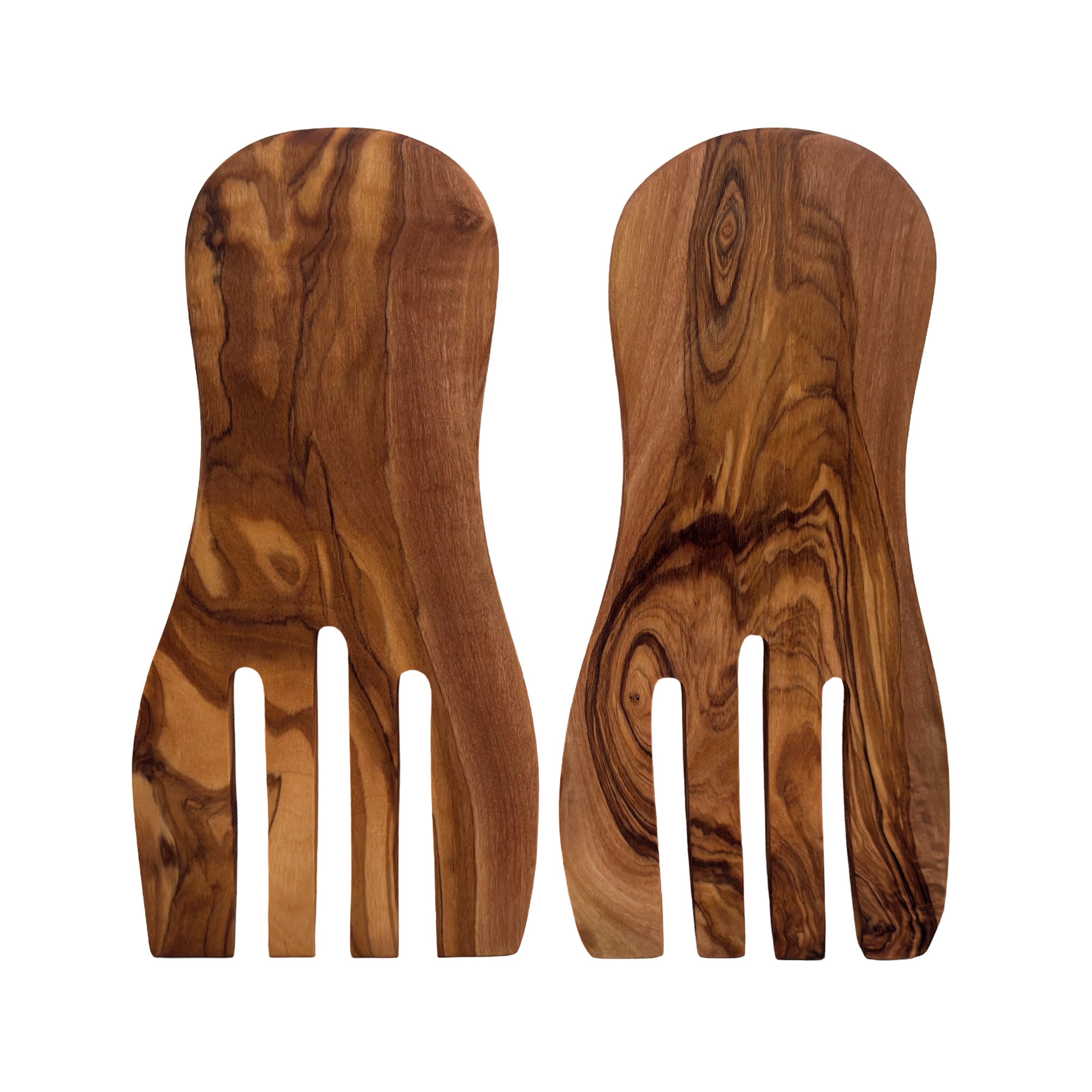 medina mood Salatbesteck "Hand" L 20 cm, 2-teilig Salatgabel und Salatlöffel aus Olivenholz (1-tlg)