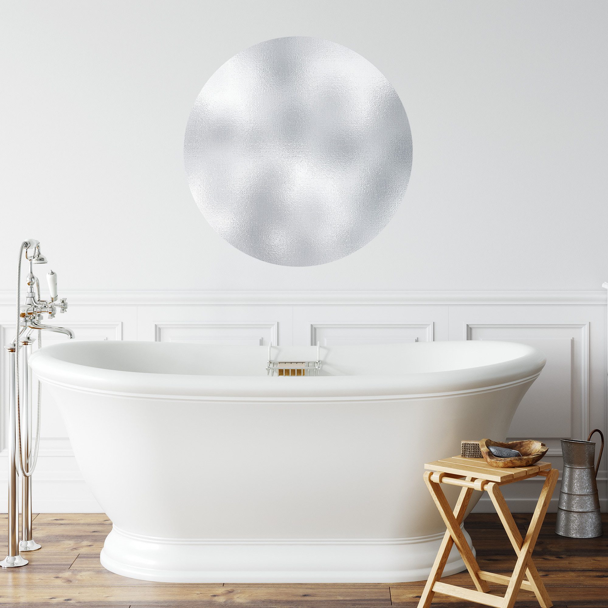 DEQORI Fototapete 'Satiniertes Aluminium', Rund, matte Leinwandstruktur, bedruckt, (1 St), selbstklebend Wandtattoo Motiv Wandtapete Wand Sticker Bild Tapete