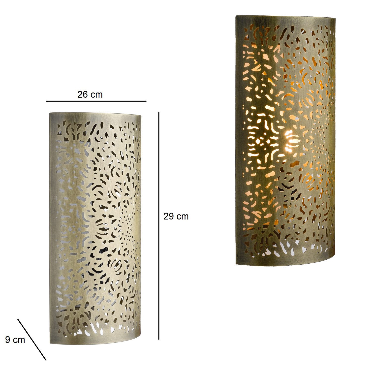 Marrakesch Orient & Mediterran Interior Wandleuchte Orientalische Wandlampe Wandleuchte Wanddeko Yassan Gold Antik, Handarbeit. € 36,90, (€ 36,90 pro 1 Stk).