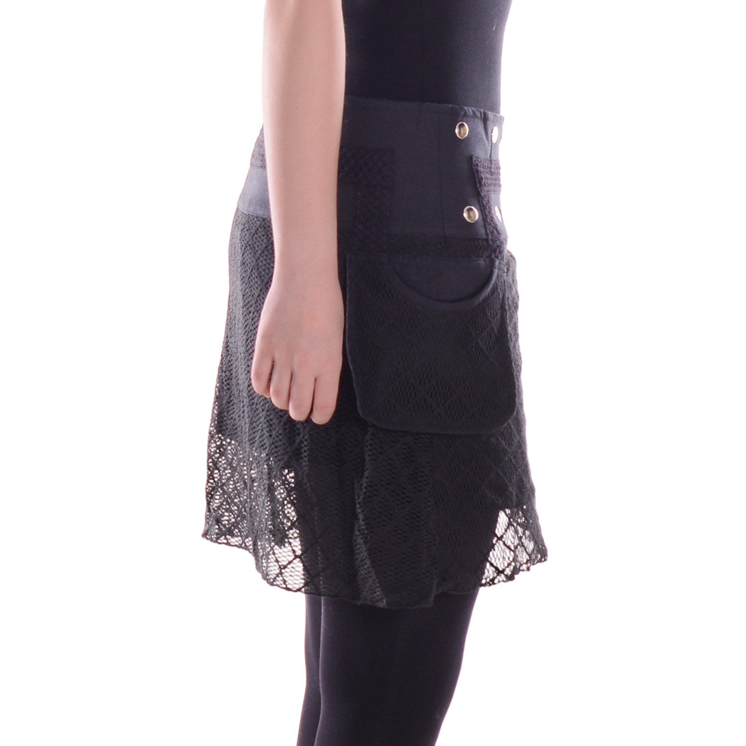 Vishes Wickelrock Mini Lagen Wickelrock Spitzenrock Spitze Baumwolle Lagenlook, Elfen, Goa, Hippie Style