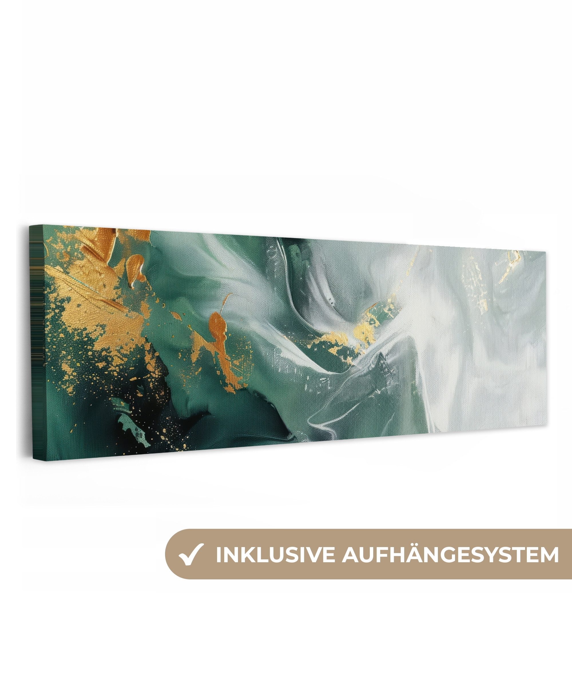 OneMillionCanvasses® Leinwandbild Panorama Grün - Modern - Marmor - Abstrak günstig online kaufen