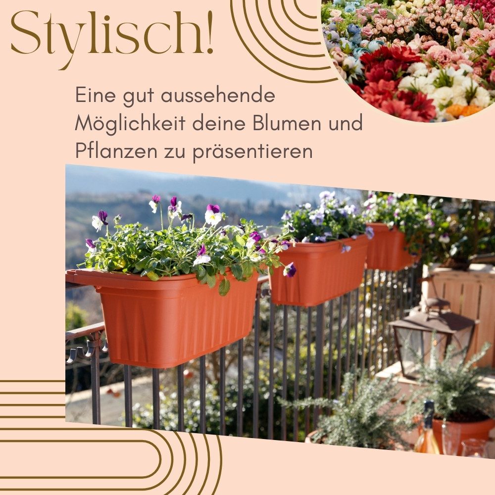GarPet Balkonkasten 4er Set Blumenkasten Balkon 80 cm Balkonkasten mit Halterung