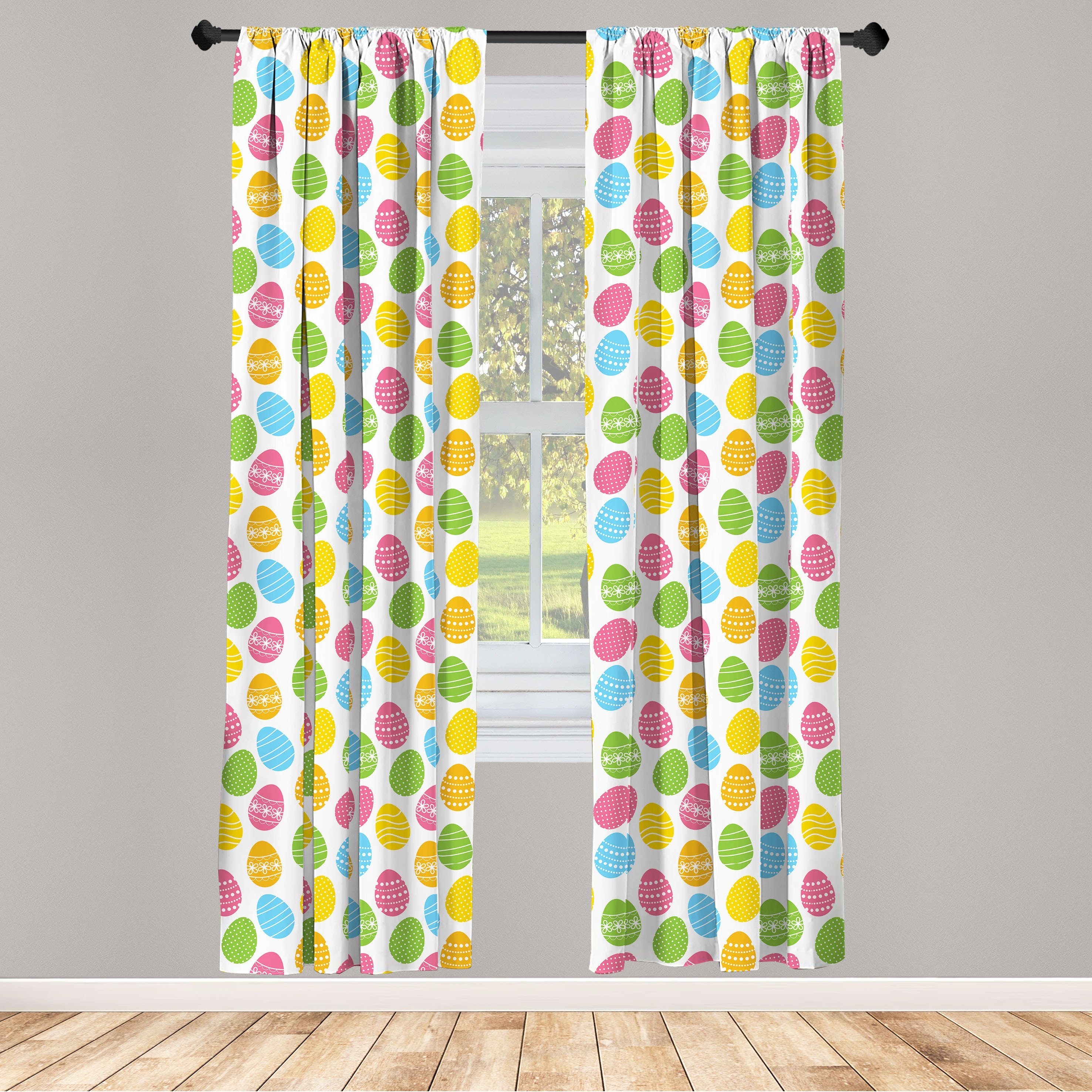 Gardine Vorhang für Wohnzimmer Schlafzimmer Dekor, Abakuhaus, Microfaser, Ostern Gruß Frühlingsurlaub