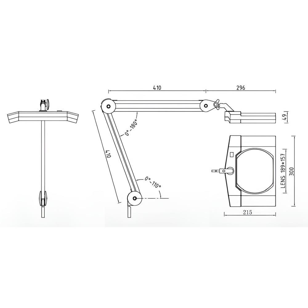 Semplix LED Arbeitslicht - Lupen-Tischleuchte 3D Linse 189 x 157 mm/Tischklemme, LED fest integriert