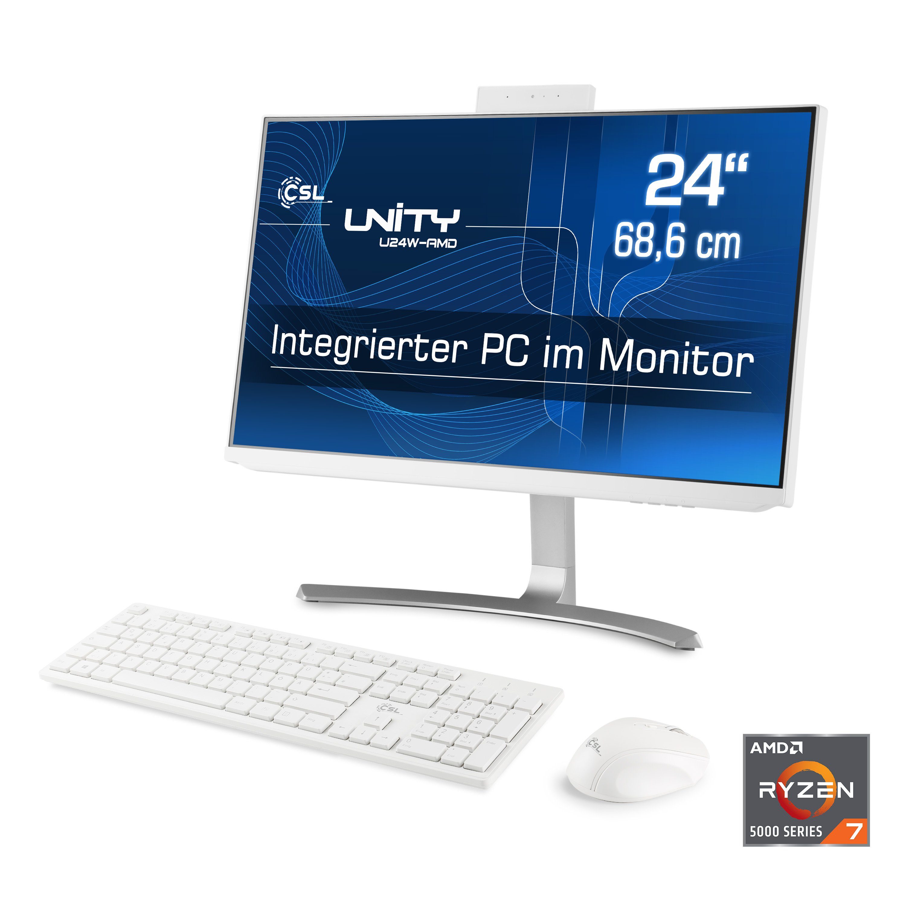 CSL Unity U24-AMD All-in-One PC (24 Zoll, AMD Ryzen 7 5700G, Radeon Graphics, 64 GB RAM, 4000 GB SSD)