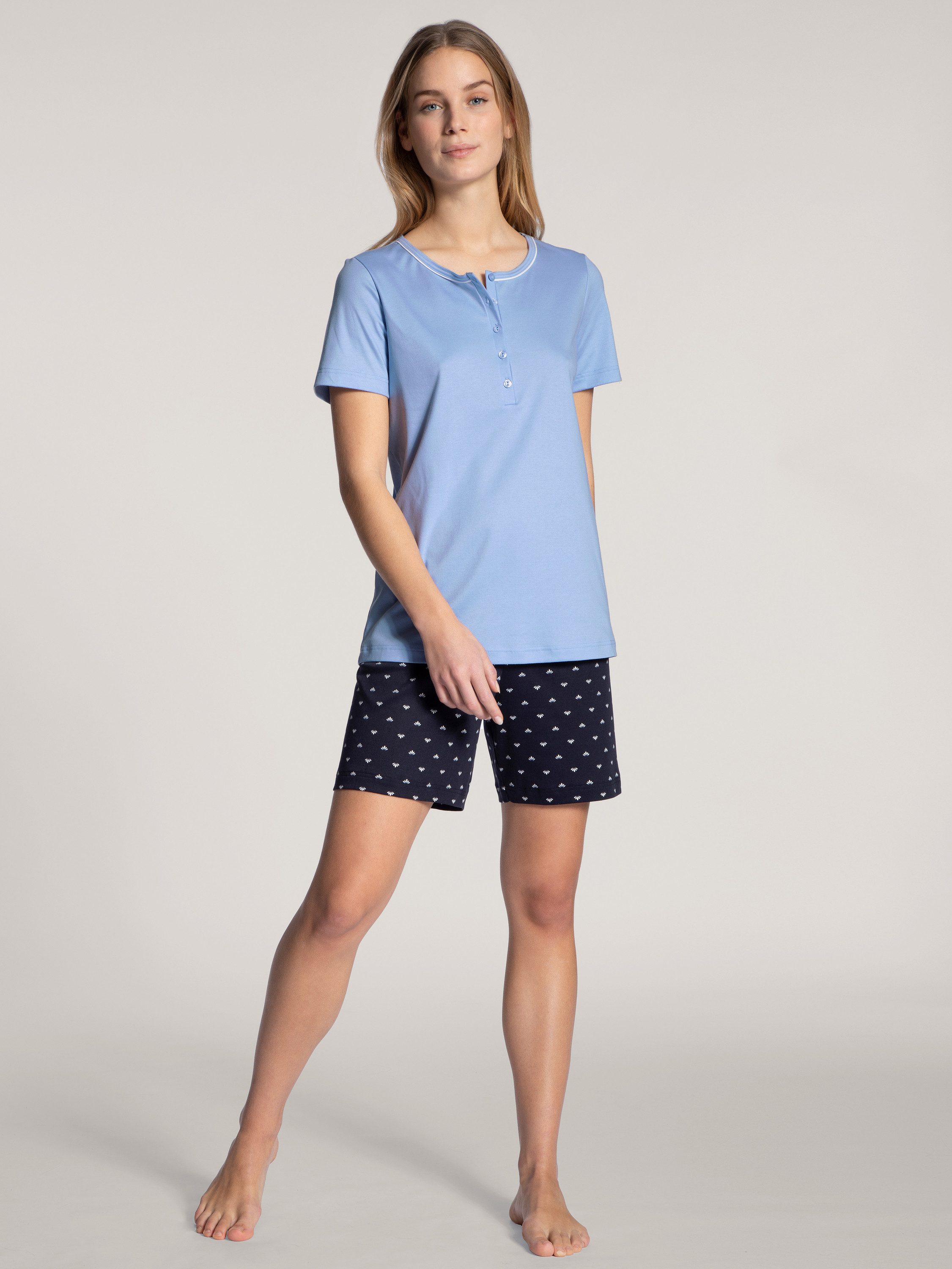 CALIDA Shorty Night Lovers Damen (2 tlg) aus 100% hochwertiger Baumwolle, mit stoffbezogenem Gummibund