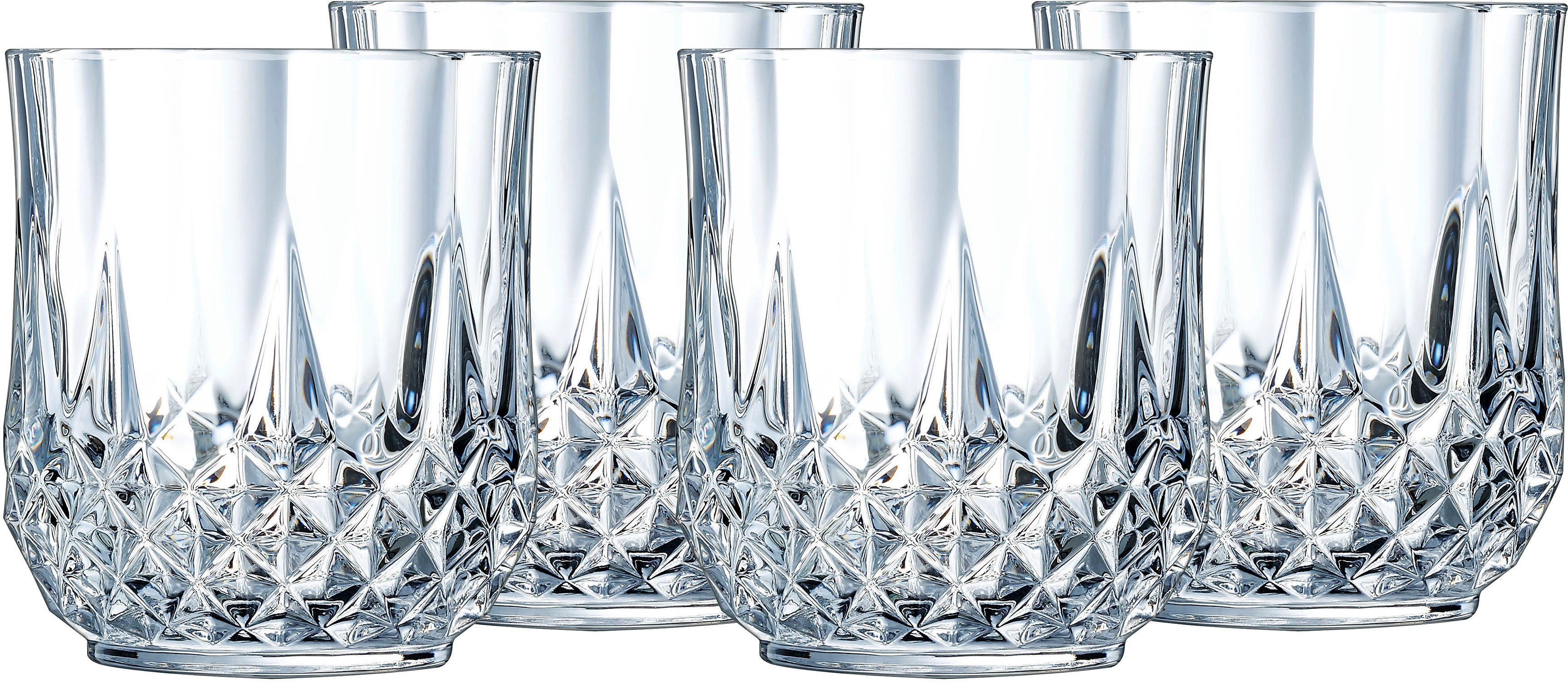 CreaTable Luminarc Whiskyglas Trinkglas Longchamp Eclat, Glas, Gläser Set, sehr hochwertiges Kristallinglas