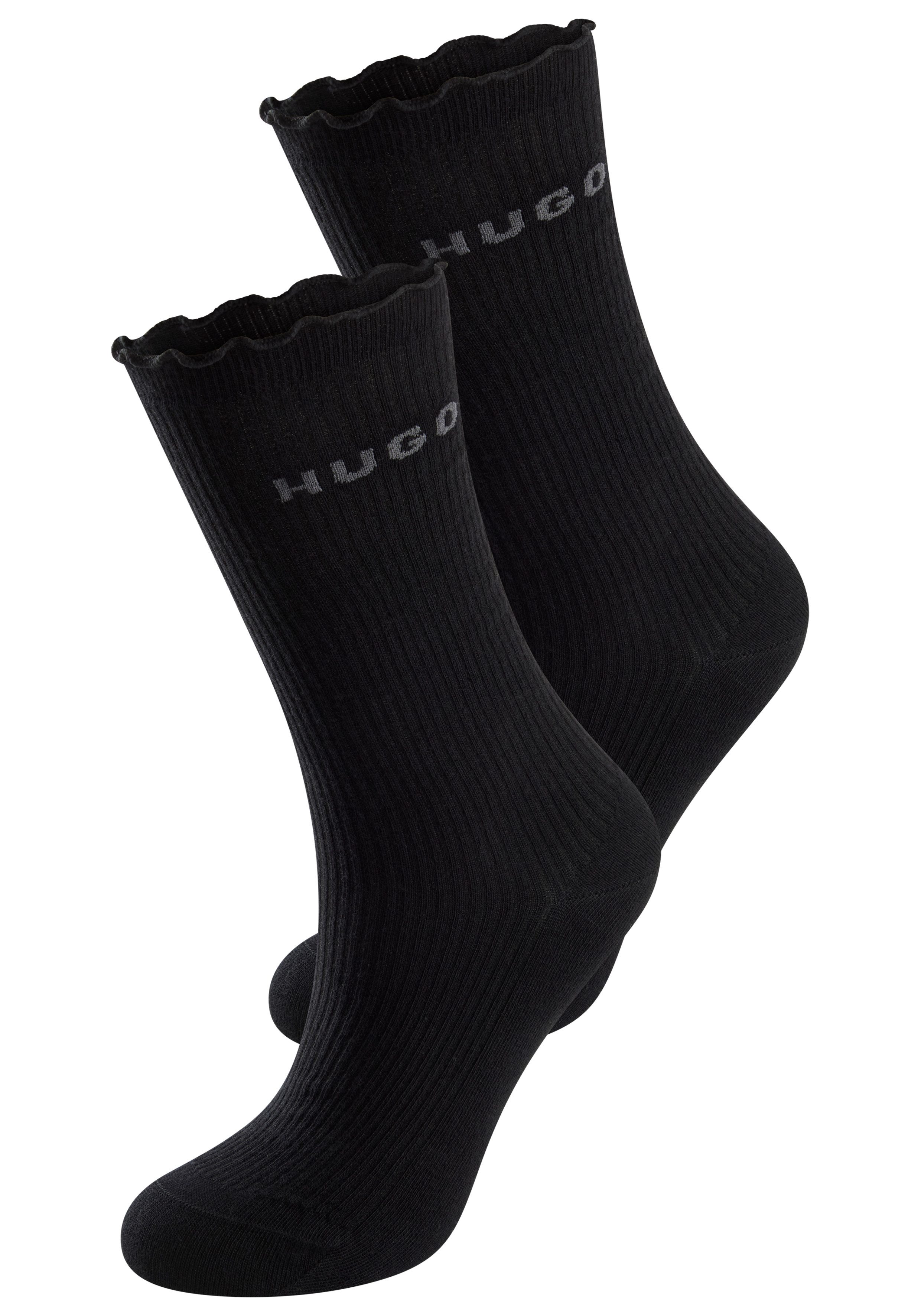 HUGO Basicsocken 2P RS LETTUCE CC W (2-Paar) Bund leicht gekräuselt günstig online kaufen