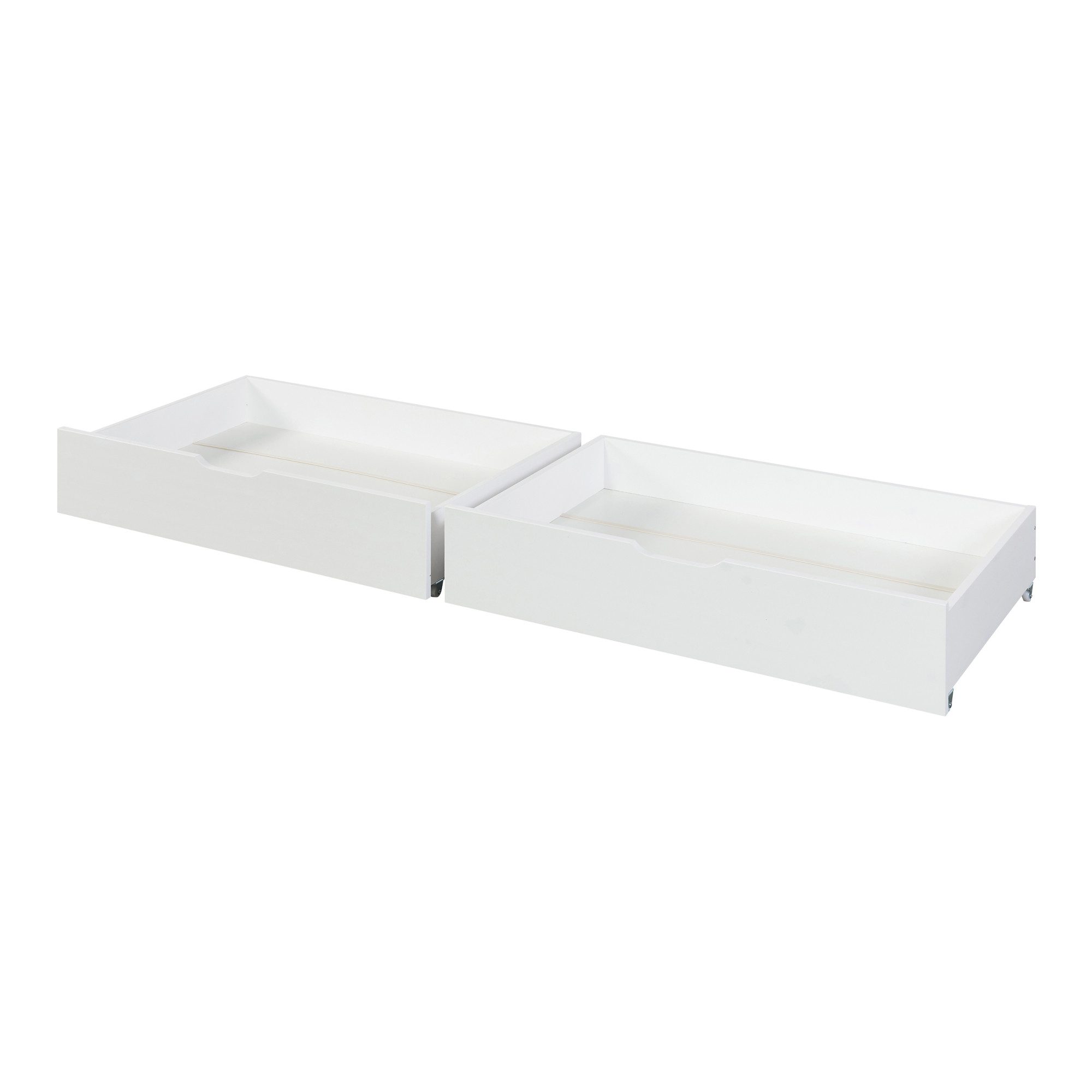 en.casa Unterbettkommode (Set, 2er Set), »Ydre« Bettkasten mit Rollen Holz 97,5 x 62 x 22 cm Weiß