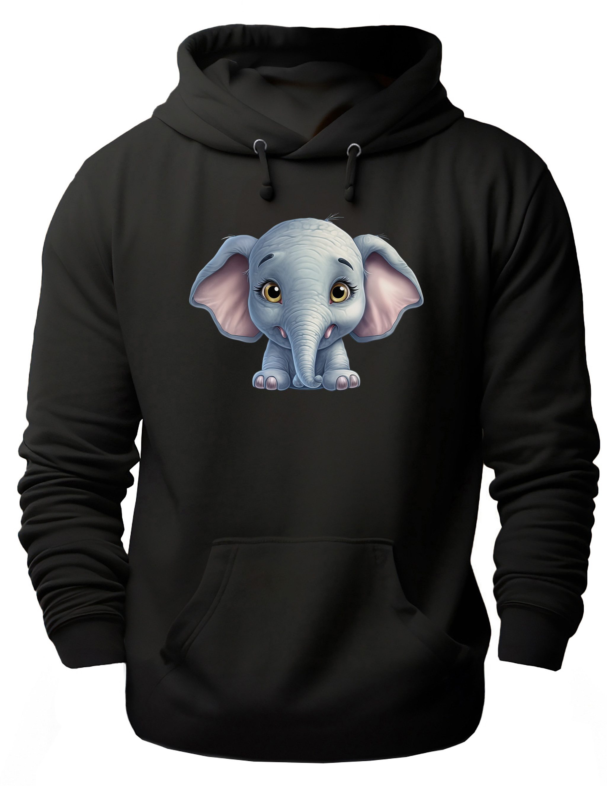 MyDesign24 Hoodie Wildtier Kapuzen Pulli - Elefant Herren und Damen Kapuzensweater - Tier Hoodie i272