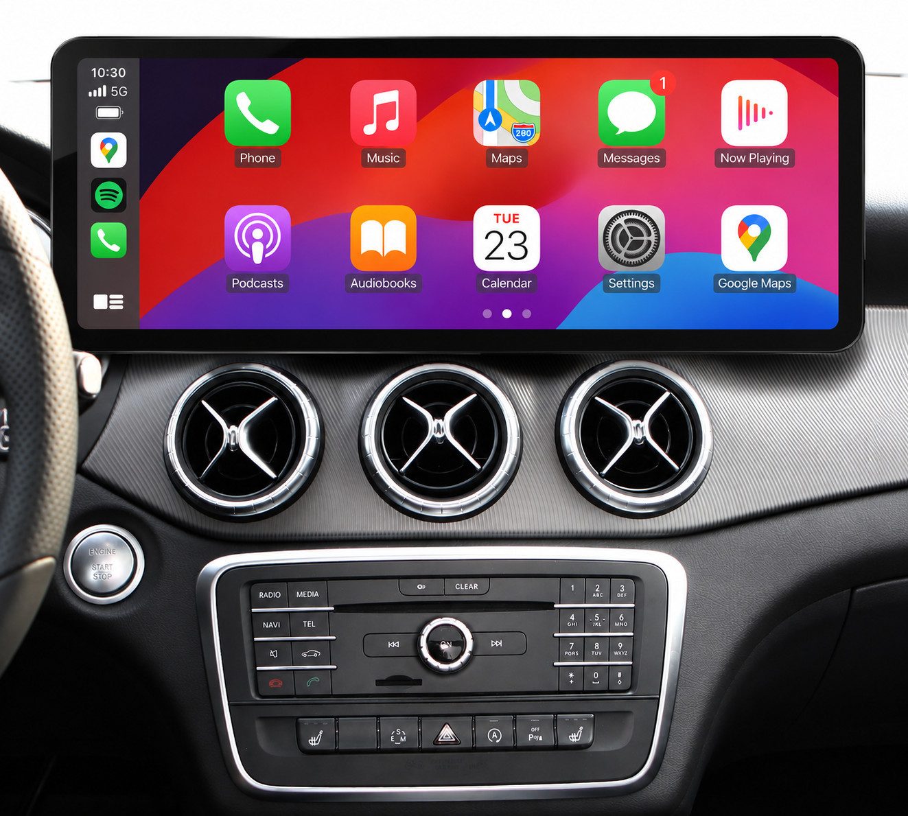 GABITECH Carplay Display Für Mercedes Benz B Klasse W242 W246 NTG5.0 Einbau-Navigationsgerät (Kabellos Carplay und Android Auto Touchscreen Display. Linux System)