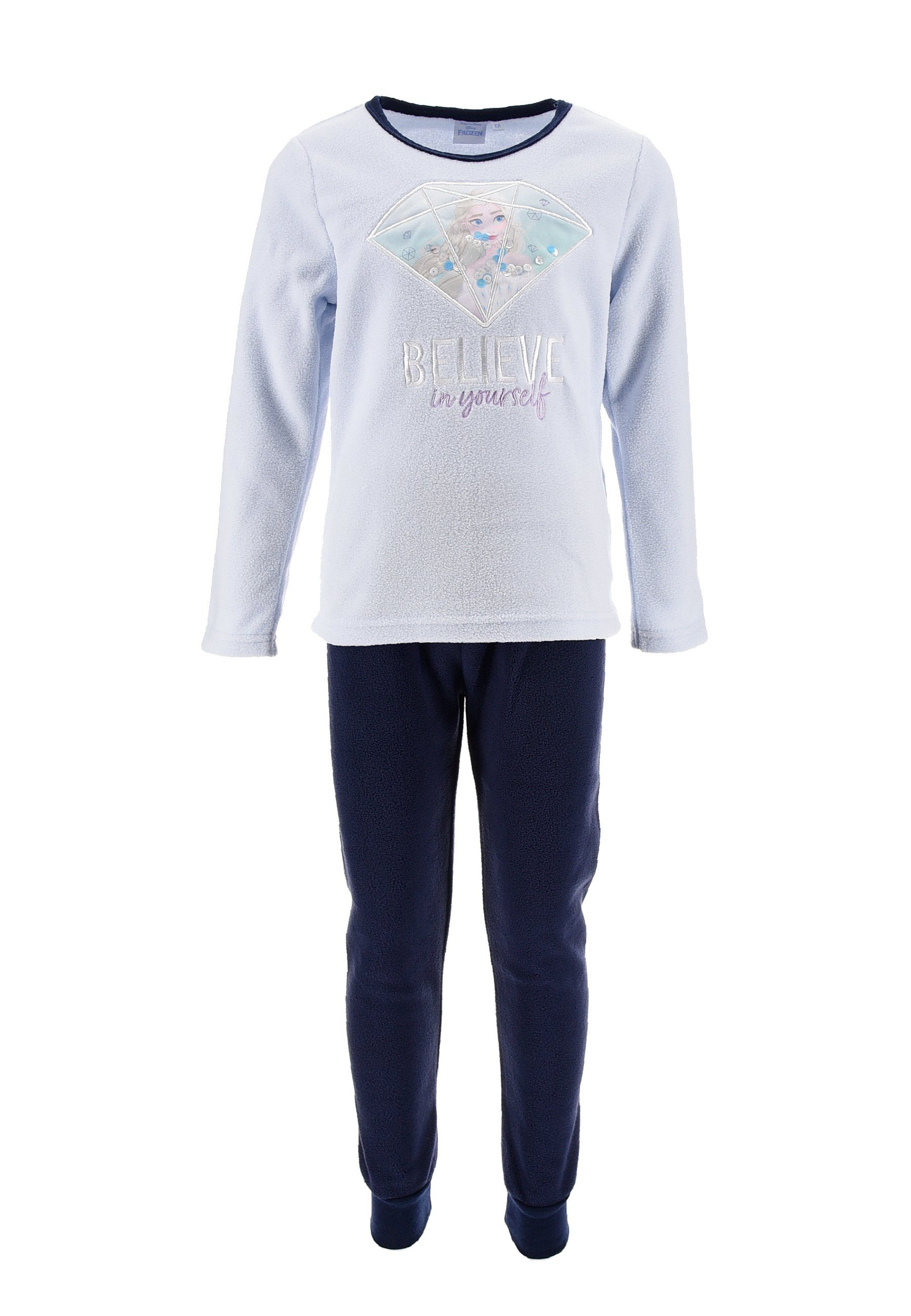 Disney Frozen Schlafanzug Eiskönigin Anna & Elsa Kinder Mädchen Schlafanzug Pyjama Langarm Shirt + Schlaf-Hose (2 tlg)