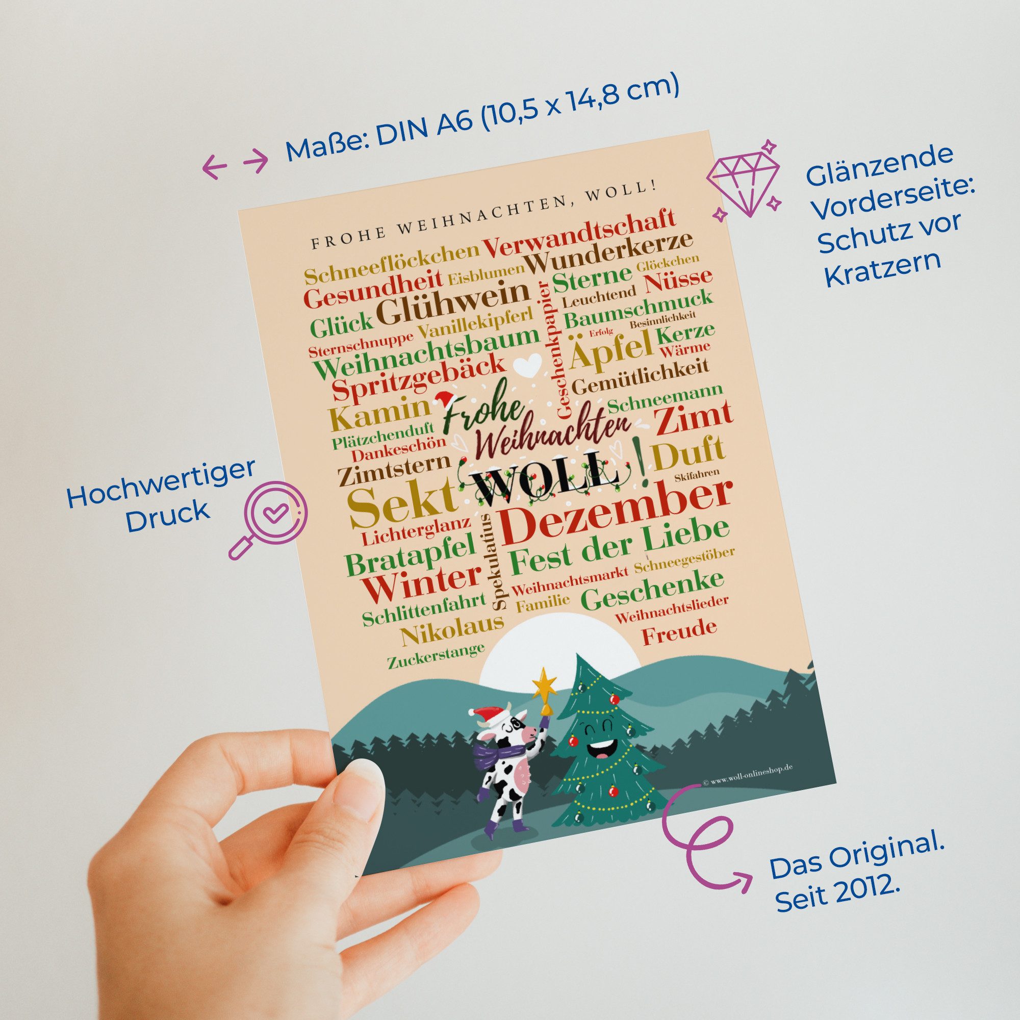 Deine Wörter Grußkarten Postkartenset - 5 Postkarten Frohes Fest, woll! - DIN A6