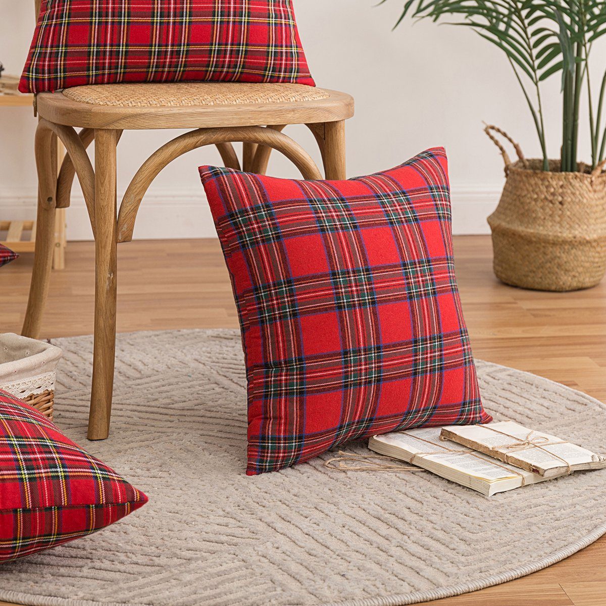 Rosnek Kissenbezug Kariert Kissenbezug Weihnachten Kissenhülle Wohnkultur,4 günstig online kaufen