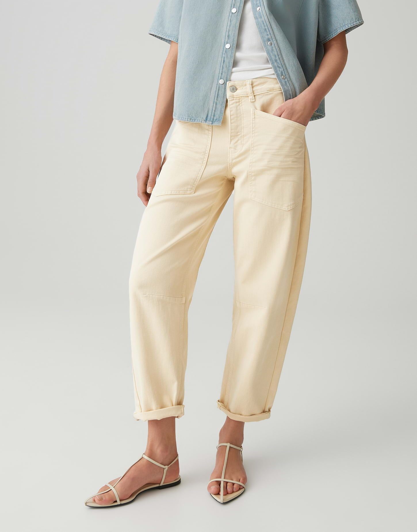 OPUS PANTS Relax-fit-Jeans Melly breeze aus Candiani Denim in Barrel Fit Cargotaschen unterstreichen den modernen Utility Look