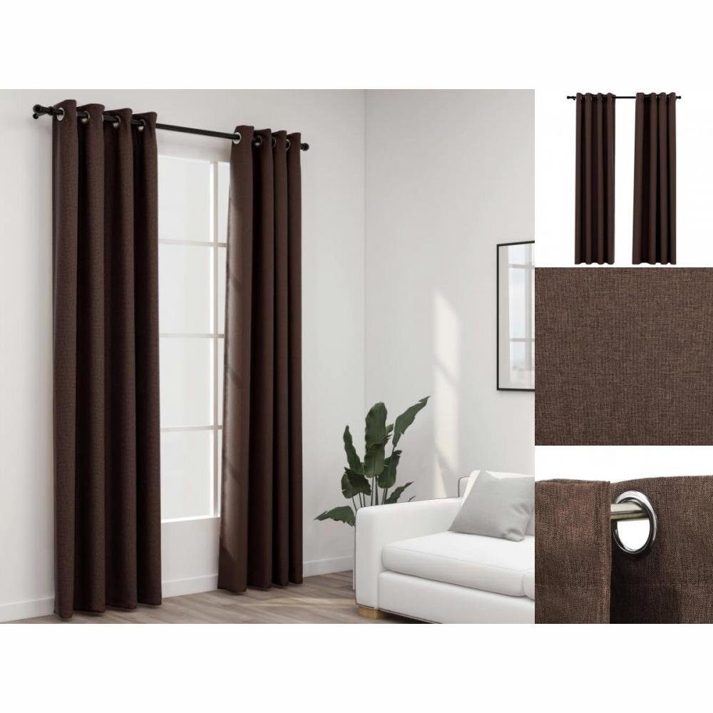 vidaXL Gardine Gardinen Verdunkelungsvorhänge Ösen Leinenoptik 2 Stk Taupe 140x245 cm, Ösen