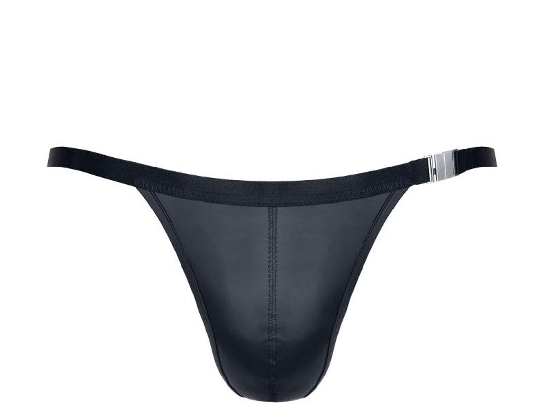String Herren String schwarz aus mattem wetlook Material dehnbar mit seitlich