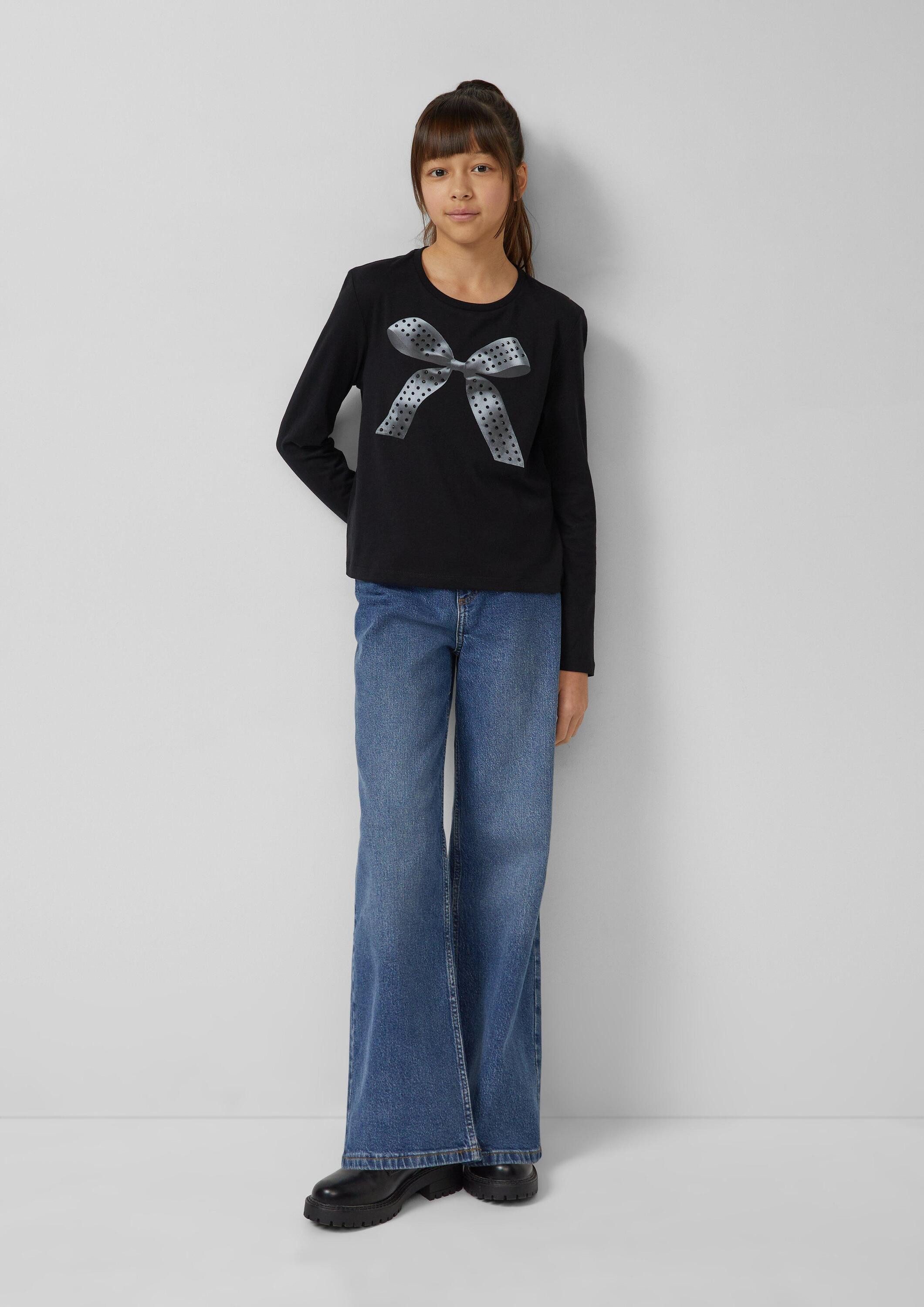 s.Oliver Langarmshirt T-Shirt Langarm-Jerseyshirt mit Schmucksteinen im Loose Fit