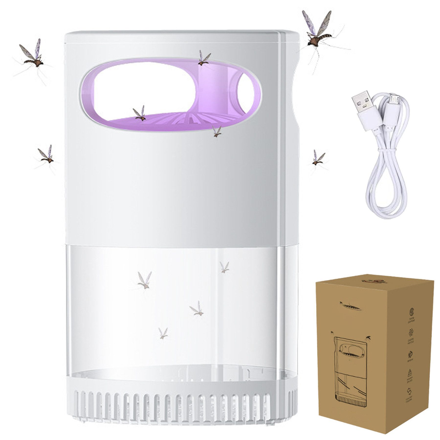 Senmudi Insektenvernichter 360° Lichtwellen Mückenfang Mückenlampe UV-Lampe Insektenfalle, für Schlafzimmer Elektrisch Inhalationsfalle Geräuschlos gegen Mücken