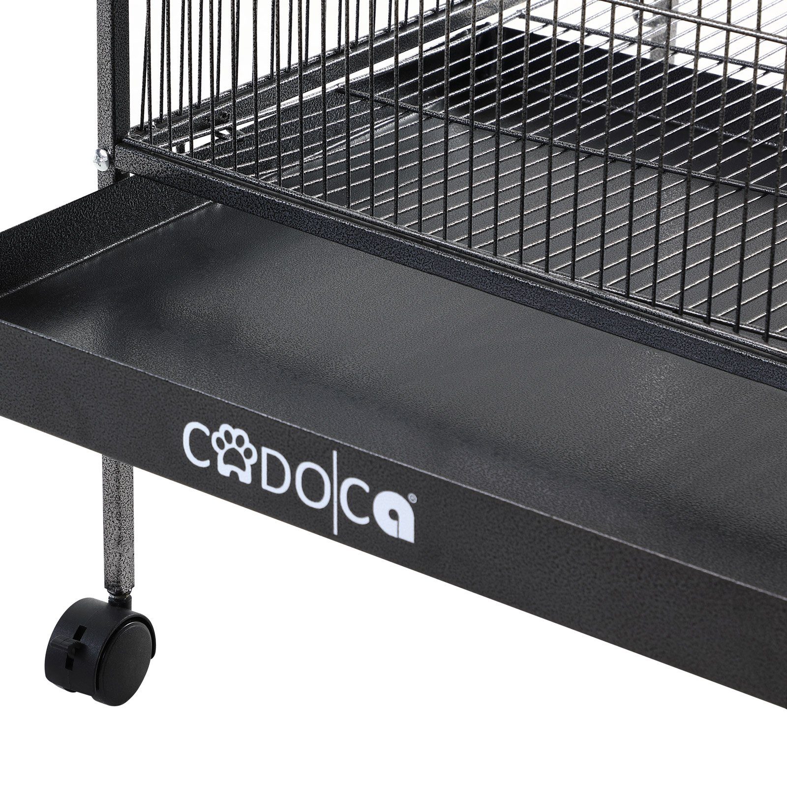 Cadoca Voliere, Vogelvoliere mit Dach 130x52x52cm Schmutzschublade indoor outdoor