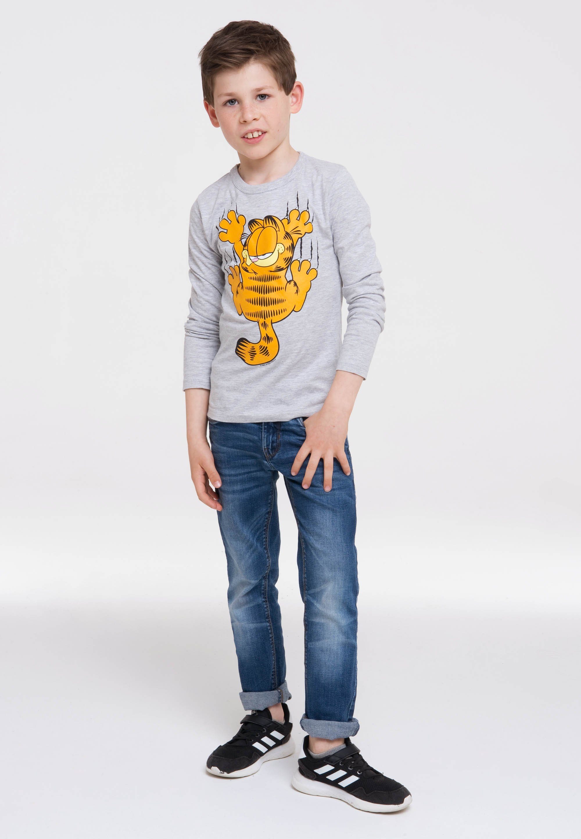 LOGOSHIRT Langarmshirt Garfield mit lässigem Frontprint