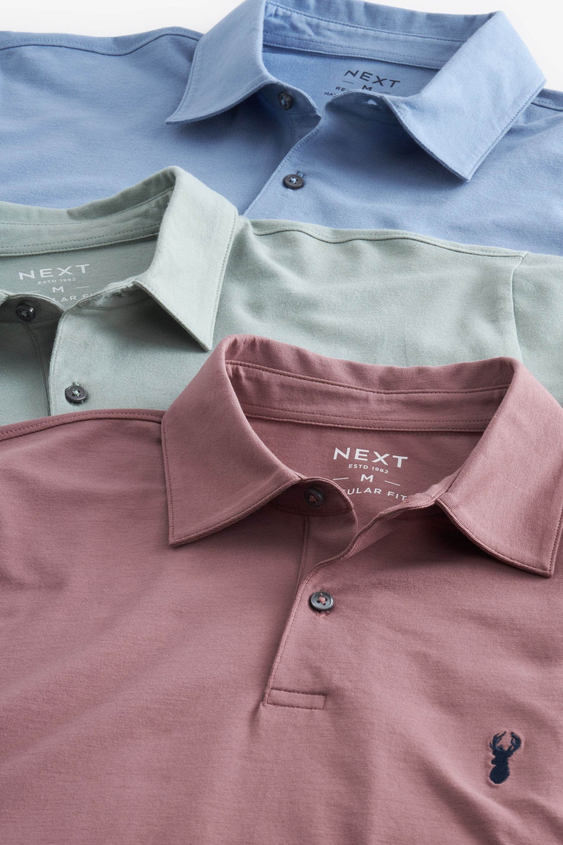 im 3er-Pack (3-tlg) Next Poloshirts Pastel aus Poloshirt Jersey Blue/Pink/Green