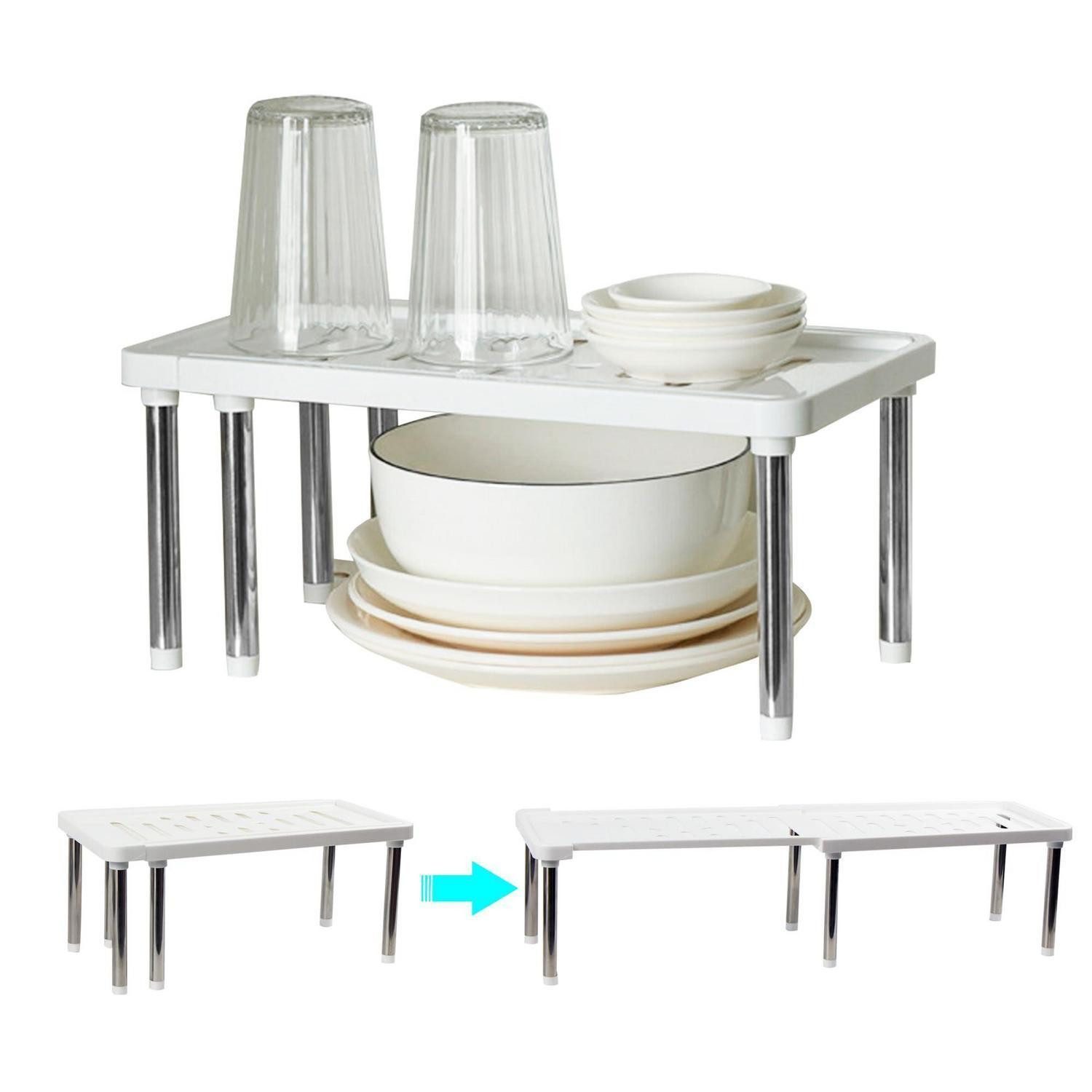LuxusKollektion Gewürzregal Küchenregal Organizer Erweiterbar Weiß, 2-tlg.