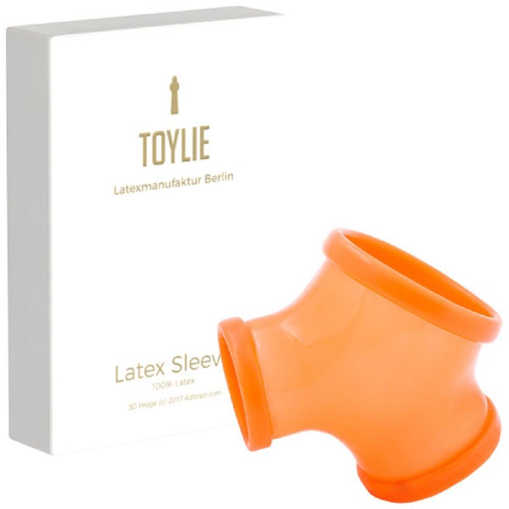 Toylie Penishülle Toylie Latex-Penishülle «GIL», Neon-Orange, ohne Schaft, mit Penisring und Hodenring