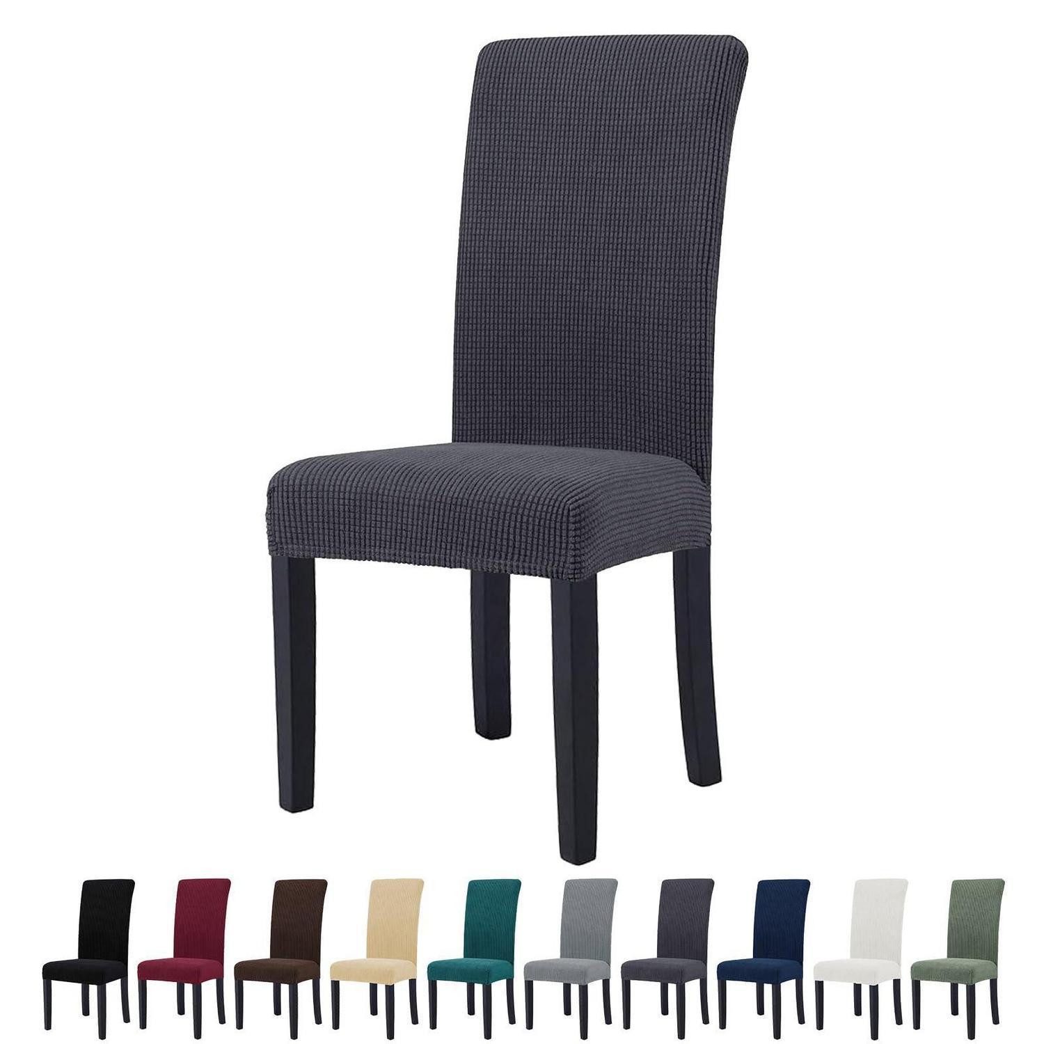 Stuhlhusse Stuhlhussen Stretch Waschbar 6er Set Stuhlbezug Grau 6er Set