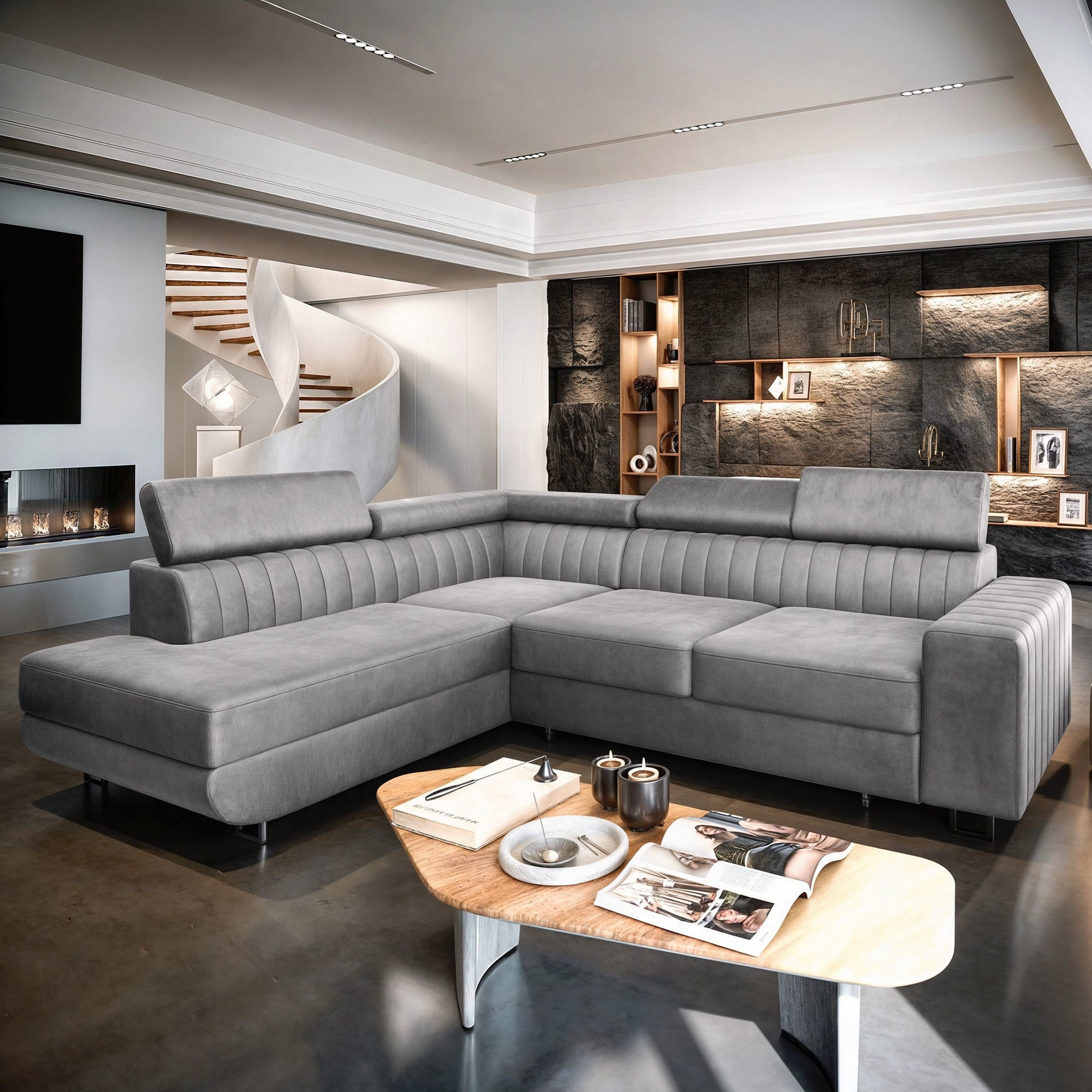 Masseno Ecksofa NOLA mit Schlaffunktion L-Form, Sofa mit Bettkasten günstig online kaufen