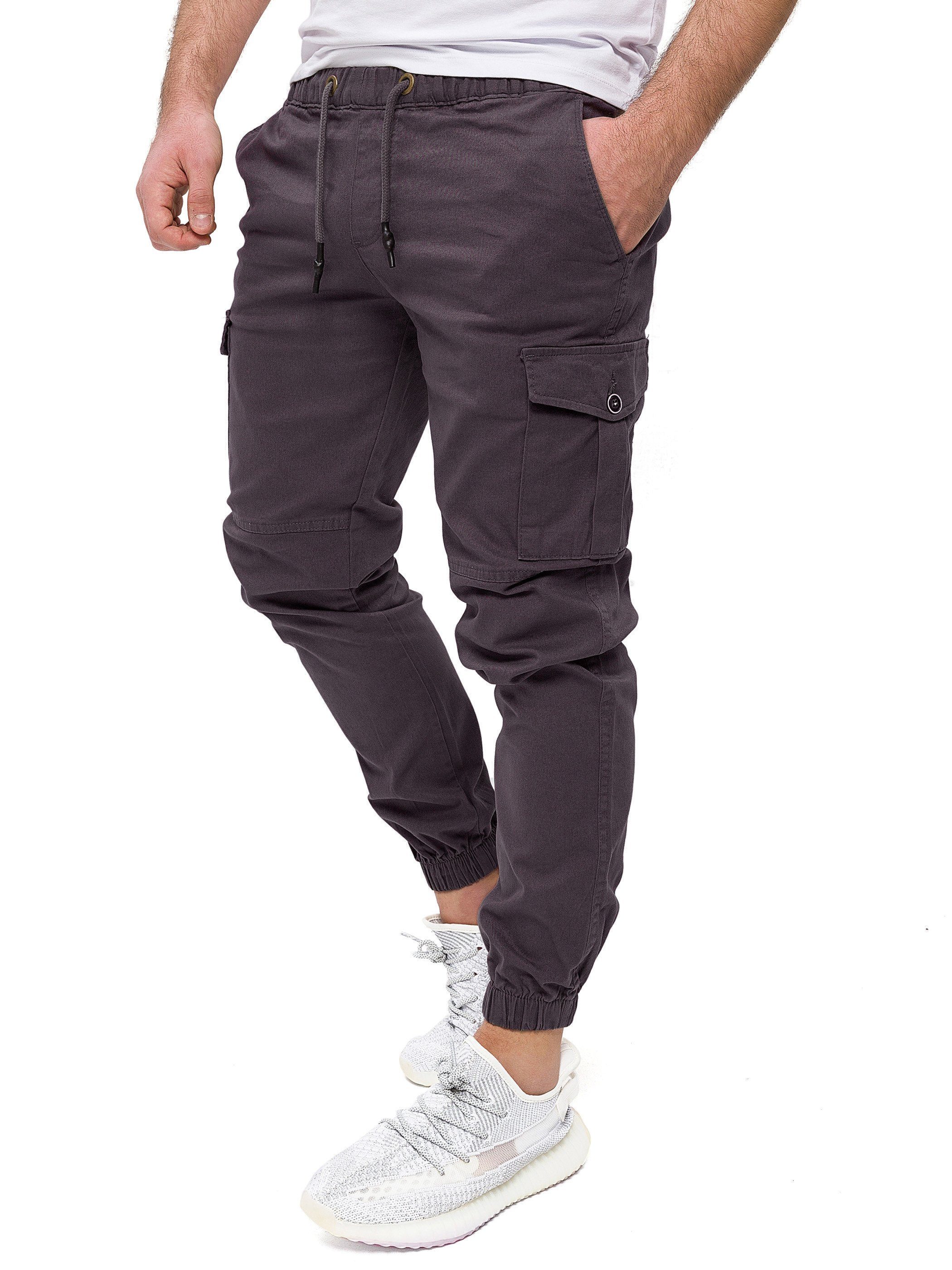 Pittman Cargohose Darius Cargo Chino Freizeit Hose aus leichtem Stoff Grau (Nine Iron 193908)