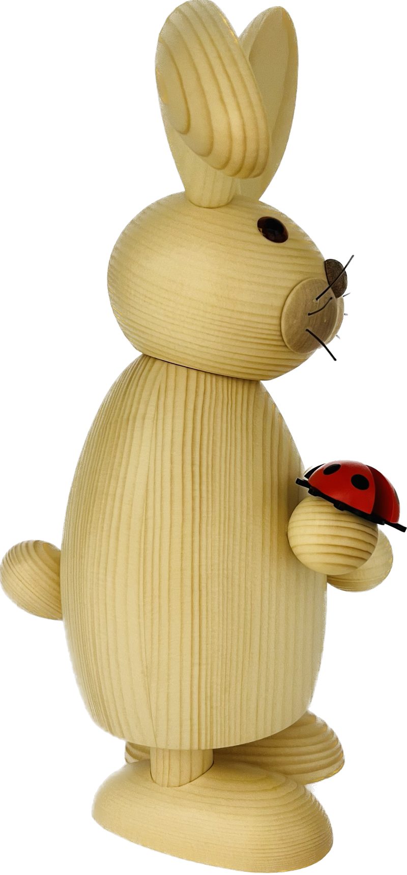 Richard Glaesser Osterhase natur mit Käfer (32 cm), Hase aus Holz, Handwerkskunst aus dem Erzgebirge