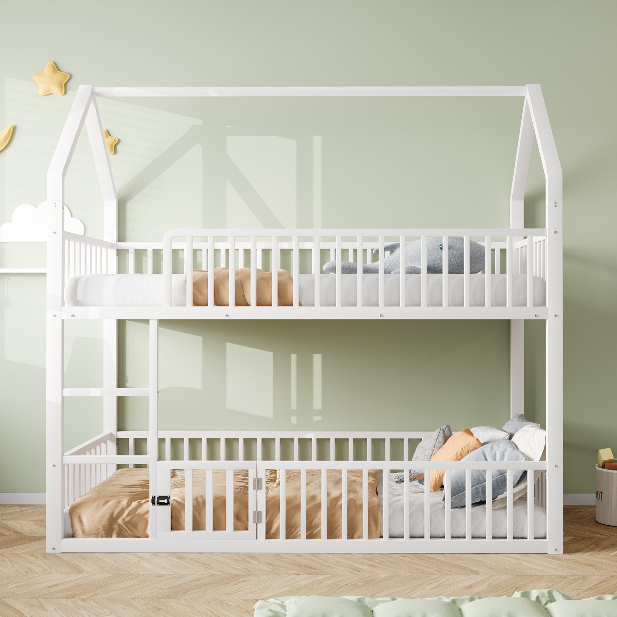 Flieks Etagenbett, Metallbett Hochbett Hausbett 90x200cm günstig online kaufen