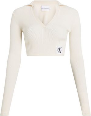 Calvin Klein Jeans V-Ausschnitt-Pullover LABEL TIGHT CROP V-NECK SWEATER