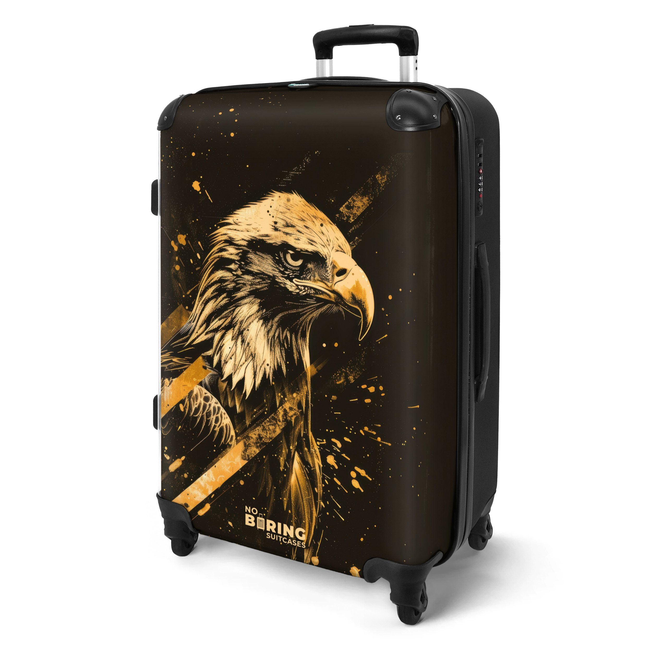 NoBoringSuitcases.com© Hartschalen-Trolley Schwarz mit Steinadler 67 günstig online kaufen
