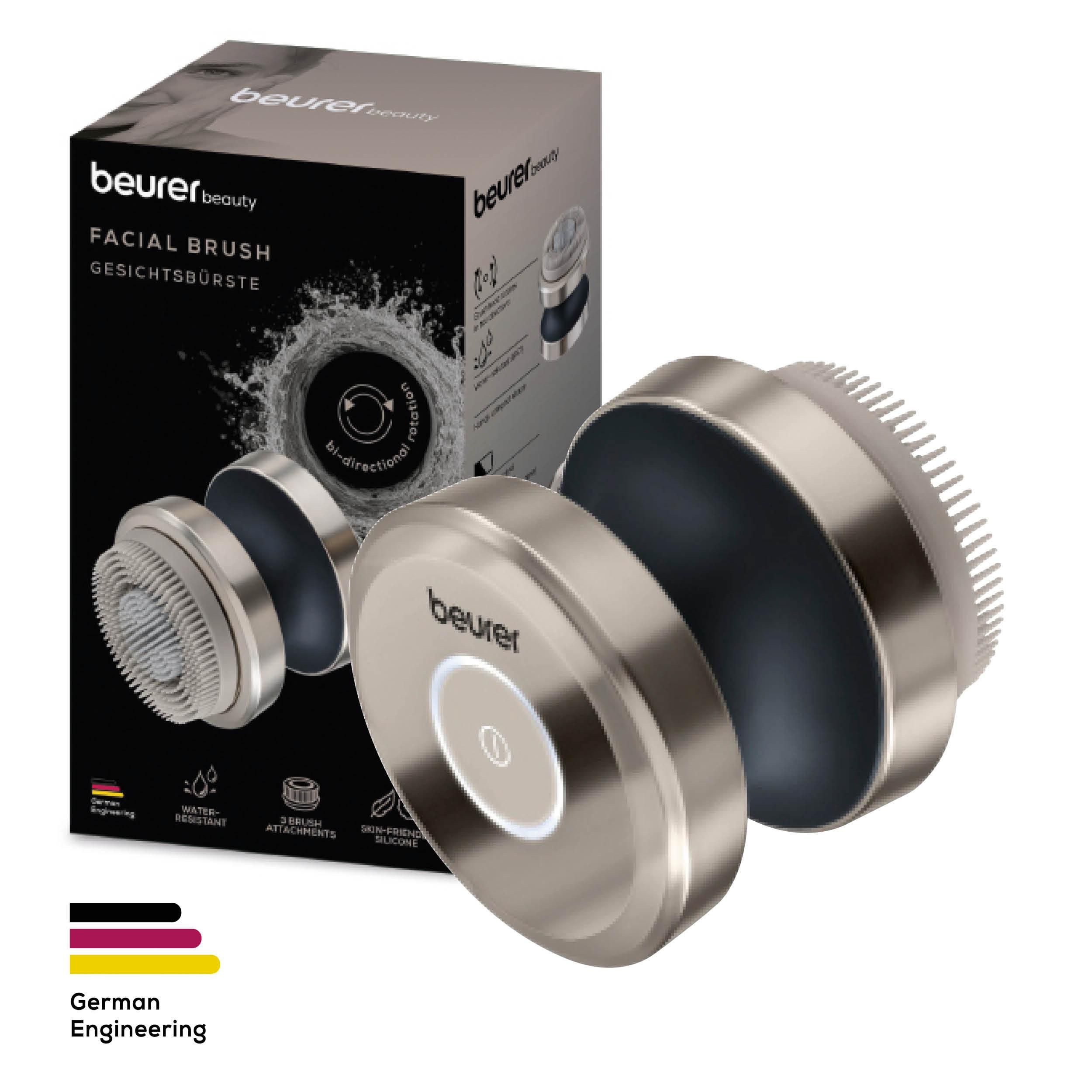 BEURER Elektrische Gesichtsreinigungsbürste FC 59 Dual, für ein gepflegtes Hautbild, Mit 3 Bürstenaufsätzen für jeden Hauttypen & 2 Geschwindigkeitsstufen