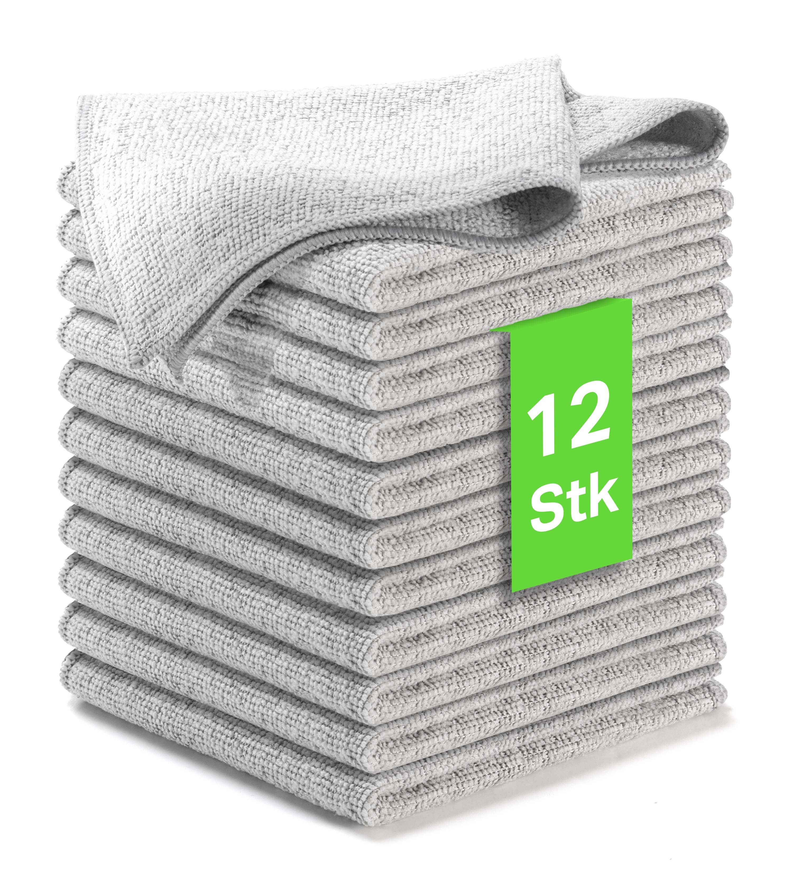 Kemes Putztücher Mikrofaser Putzlappen Küchentuch Haushaltstuch Mikrofasertuch (30x30 cm, Set, 12-tlg., 12 Stück)