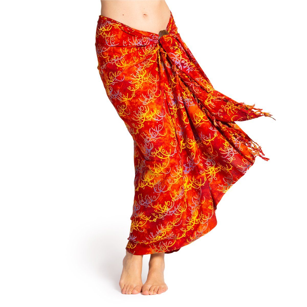 firecircle Bikini Halstuch Cover-up Strandtuch, den hochwertiger Schultertuch Orangetöne Strandkleid für Viskose Wachsbatik Strand Pareo Sarong Tuch aus PANASIAM B401